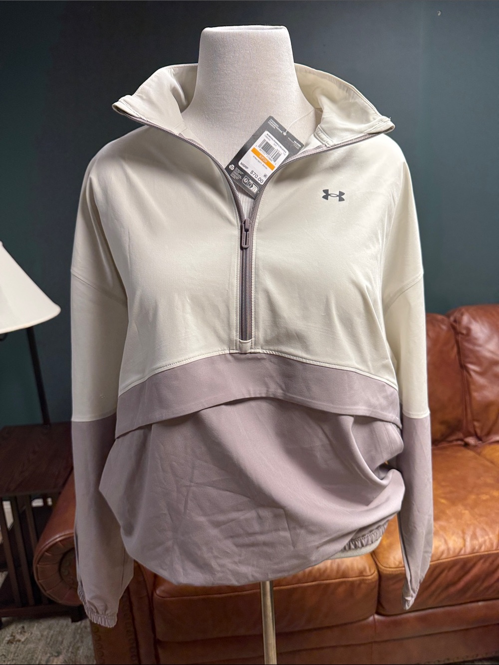 Under Armour Women's Two-Tone Quarter-Zip Pullover - Cream & Taupe